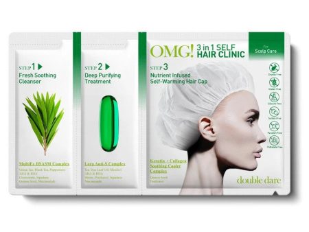 Trijų žingsnių plaukų ir galvos odos procedūra OMG! 3 in 1 Self Hair Clinic For Scalp Care: šampūnas, 12 ml, kaukė, 12 ml, ir maitinanti, šildanti kaukė - kepurėlė, 10 ml For Sale